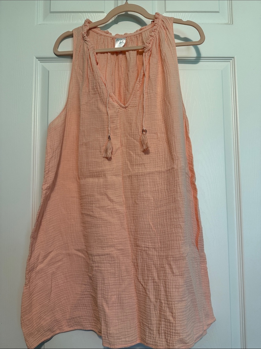 Kona Sol Peach Sleeveless Tie-Neck Tunic